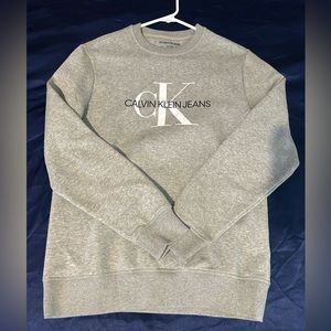 Monogram Logo Calvin Klein Jeans Gray Long Sleeve Sweatshirt Small Men 10/10